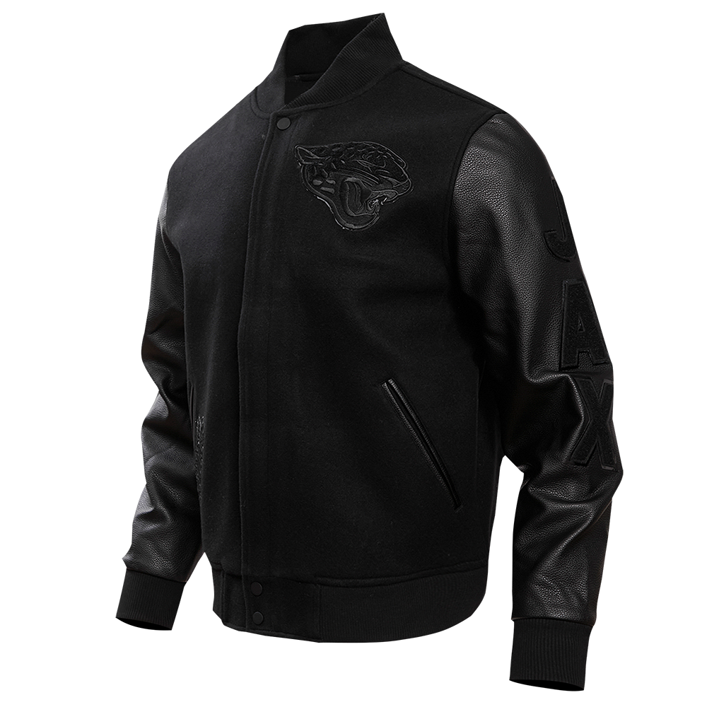 NFL JACKSONVILLE JAGUARS TRIPLE BLACK MEN'S WOOL VARSITY JACKET (TRIPLE BLACK MEN'S)