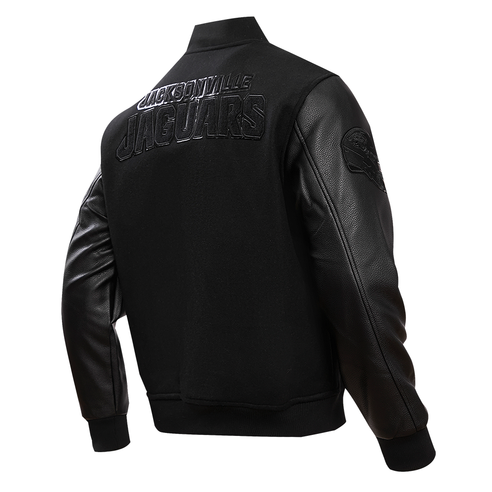 NFL JACKSONVILLE JAGUARS TRIPLE BLACK MEN'S WOOL VARSITY JACKET (TRIPLE BLACK MEN'S)