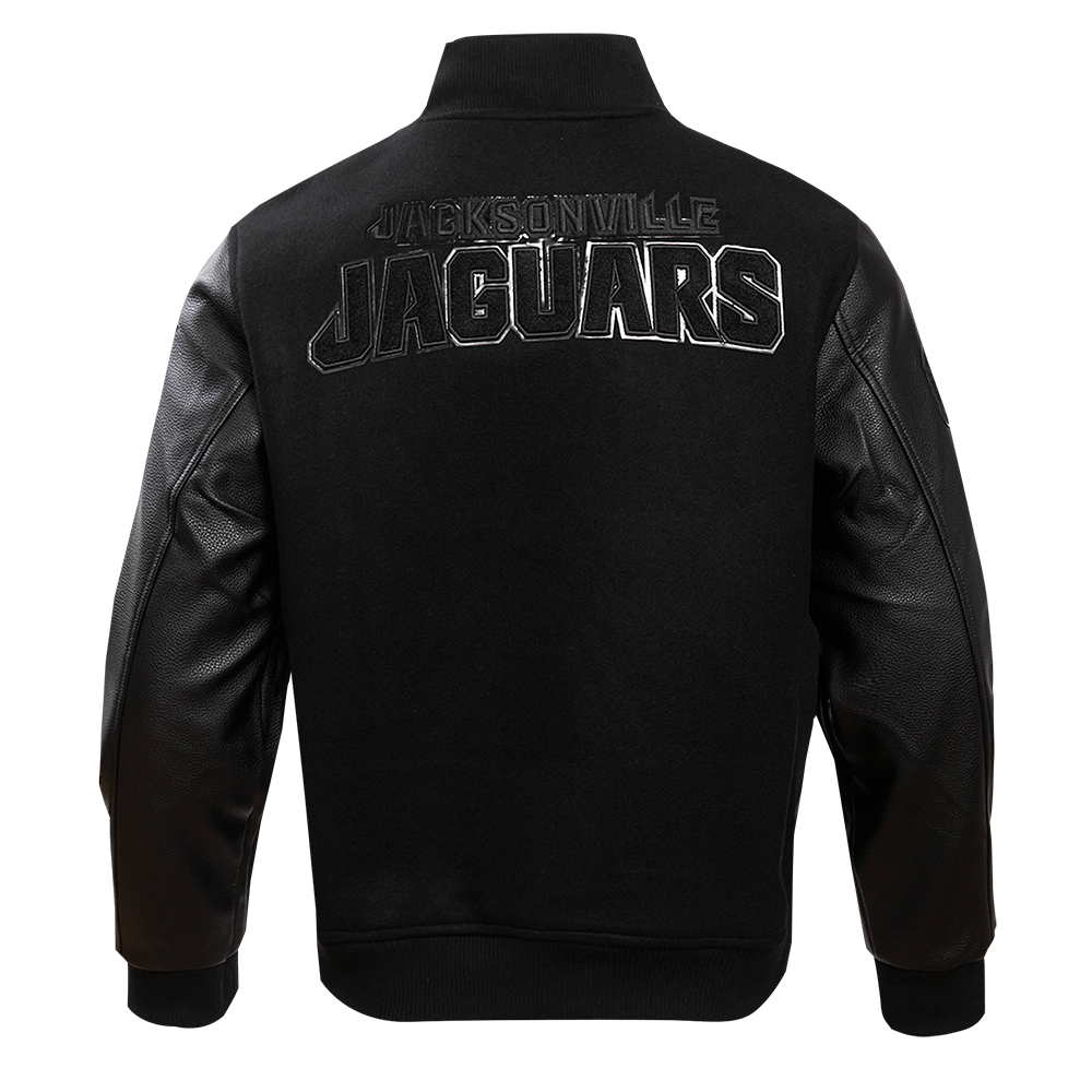 NFL JACKSONVILLE JAGUARS TRIPLE BLACK MEN'S WOOL VARSITY JACKET (TRIPLE BLACK MEN'S)
