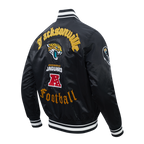 NFL JACKSONVILLE JAGUARS OLD ENGLISH MEN'S RIB SATIN JACKET (BLACK)