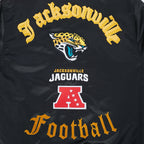 NFL JACKSONVILLE JAGUARS OLD ENGLISH MEN'S RIB SATIN JACKET (BLACK)