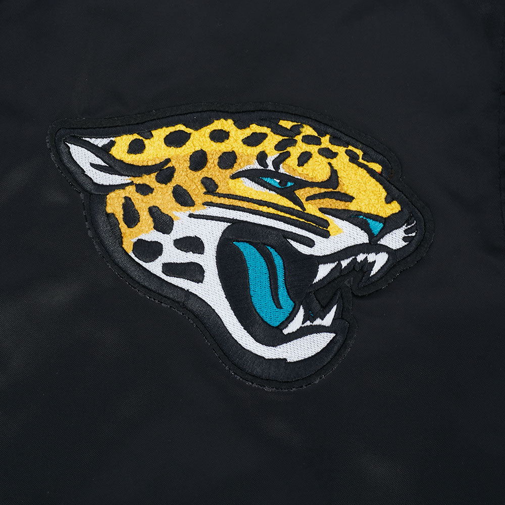 NFL JACKSONVILLE JAGUARS OLD ENGLISH MEN'S RIB SATIN JACKET (BLACK)