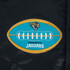 NFL JACKSONVILLE JAGUARS OLD ENGLISH MEN'S RIB SATIN JACKET (BLACK)