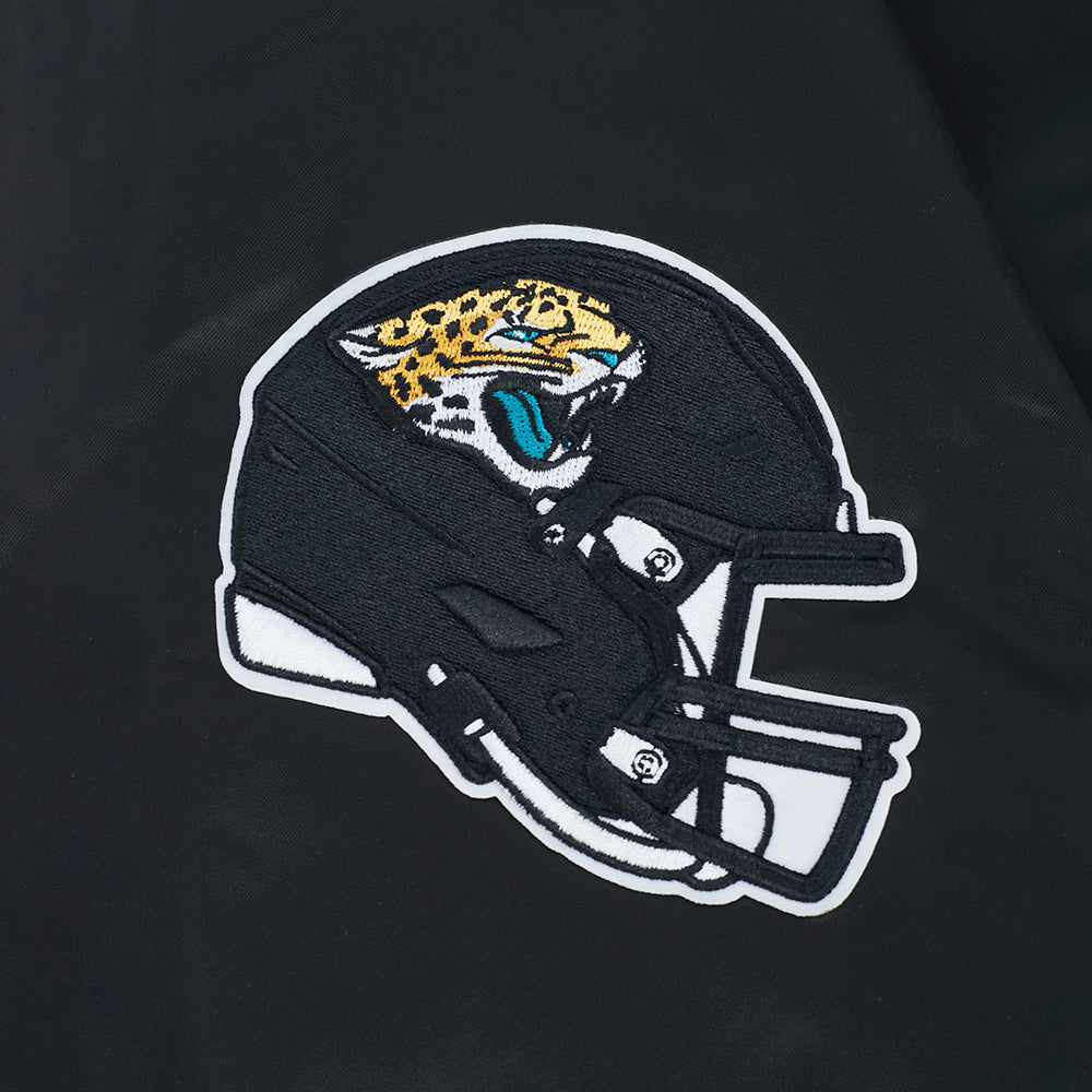 NFL JACKSONVILLE JAGUARS OLD ENGLISH MEN'S RIB SATIN JACKET (BLACK)