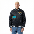 NFL JACKSONVILLE JAGUARS OLD ENGLISH MEN'S RIB SATIN JACKET (BLACK)