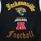 NFL JACKSONVILLE JAGUARS OLD ENGLISH MEN'S RIB WOOL VARSITY JACKET (BLACK/WHITE)