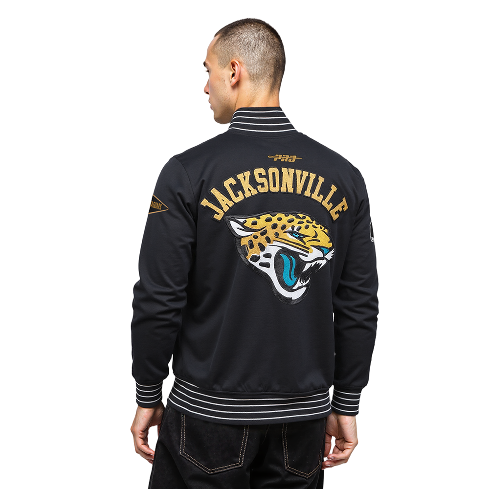 NFL JACKSONVILLE JAGUARS BLOUSON PRO GAME DAY EN MAILLE DOUBLE POUR HOMME (NOIR/ARGENT/BLANC)