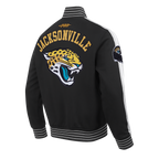 NFL JACKSONVILLE JAGUARS BLOUSON PRO GAME DAY EN MAILLE DOUBLE POUR HOMME (NOIR/ARGENT/BLANC)