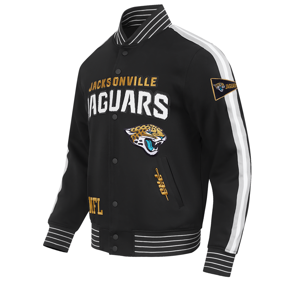 NFL JACKSONVILLE JAGUARS BLOUSON PRO GAME DAY EN MAILLE DOUBLE POUR HOMME (NOIR/ARGENT/BLANC)