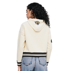 NFL JACKSONVILLE JAGUARS RETRO CLASSIC CHANDAIL À CAPUCHON COURT CÔTELÉ POUR FEMME (COQUILLE D'ŒUF/NOIR)