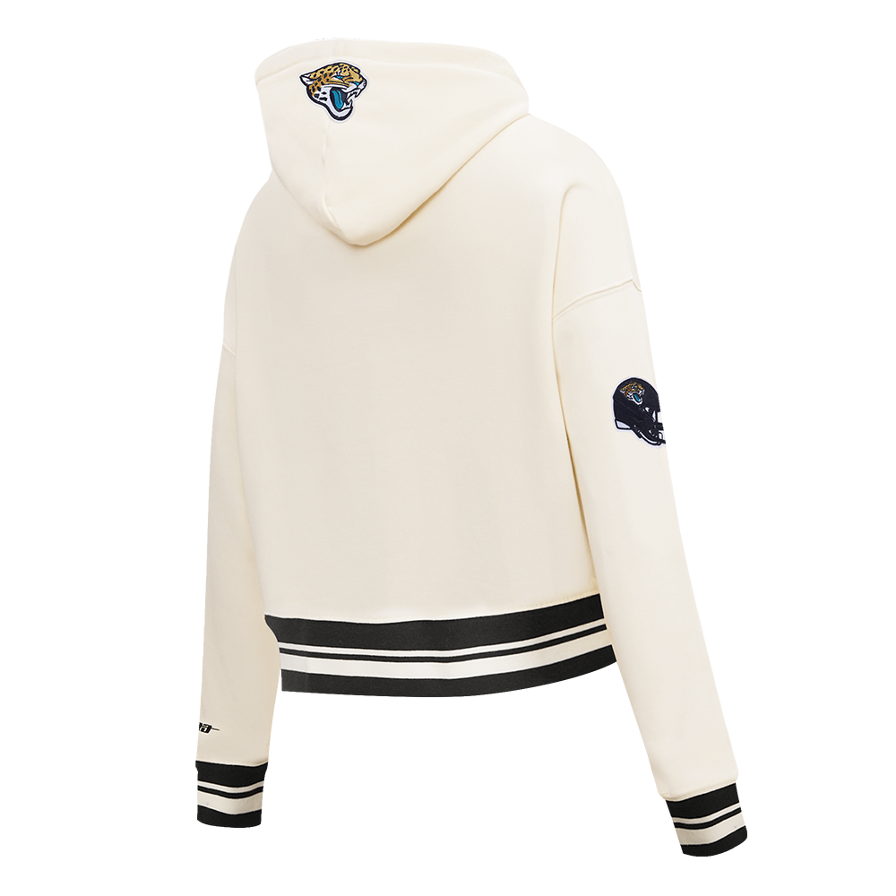 NFL JACKSONVILLE JAGUARS RETRO CLASSIC CHANDAIL À CAPUCHON COURT CÔTELÉ POUR FEMME (COQUILLE D'ŒUF/NOIR)