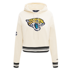 NFL JACKSONVILLE JAGUARS RETRO CLASSIC CHANDAIL À CAPUCHON COURT CÔTELÉ POUR FEMME (COQUILLE D'ŒUF/NOIR)