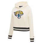 NFL JACKSONVILLE JAGUARS RETRO CLASSIC CHANDAIL À CAPUCHON COURT CÔTELÉ POUR FEMME (COQUILLE D'ŒUF/NOIR)