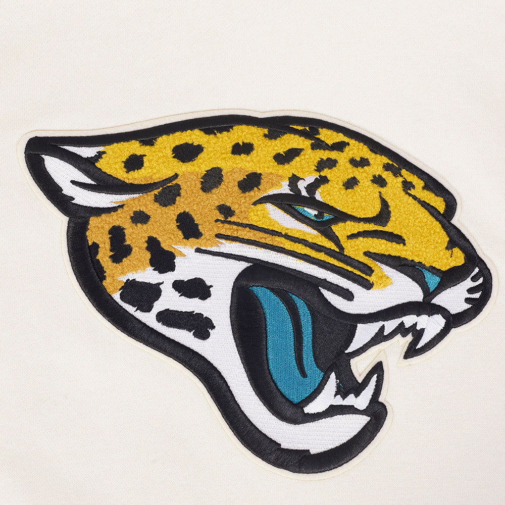NFL JACKSONVILLE JAGUARS RETRO CLASSIC CHANDAIL À CAPUCHON COURT CÔTELÉ POUR FEMME (COQUILLE D'ŒUF/NOIR)