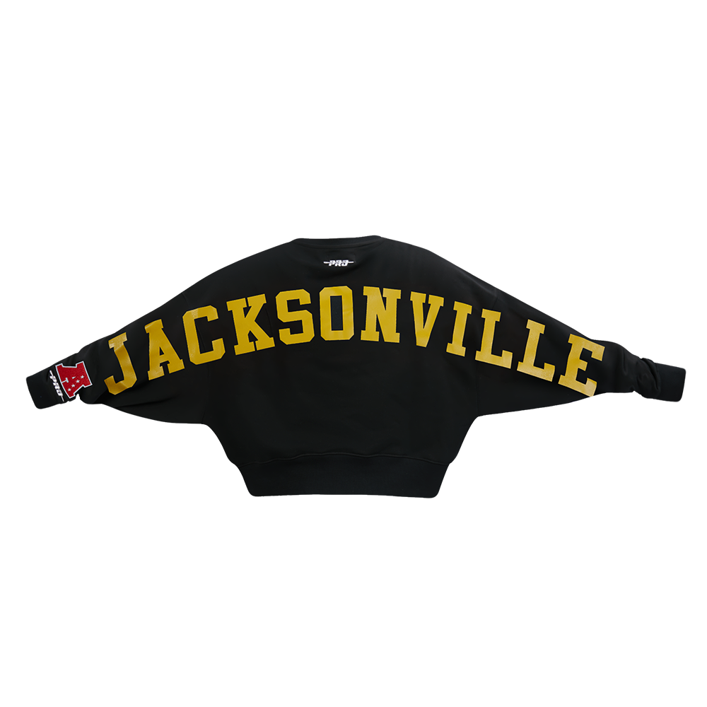 NFL JACKSONVILLE JAGUARS WINGSPAN WOMEN'S FLC CREWNECK (BLACK)