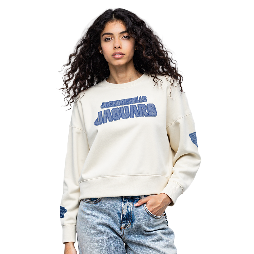 NFL JACKSONVILLE JAGUARS VARSITY BLUES CHANDAIL À COL ROND EN MOLLETON POUR FEMME (LIN)