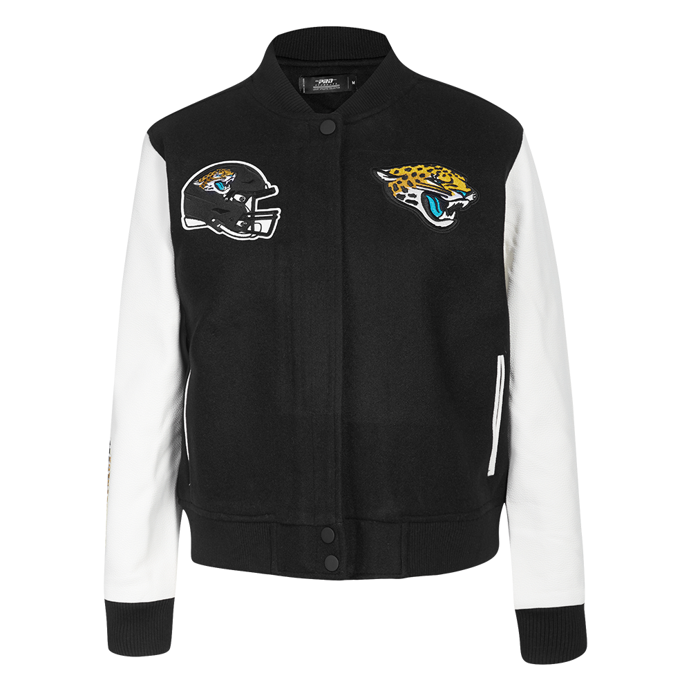 NFL JACKSONVILLE JAGUARS CLASSIC WOMEN'S WOOL VARSITY JACKET (BLACK/WHITE)