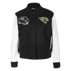 NFL JACKSONVILLE JAGUARS CLASSIC WOMEN'S WOOL VARSITY JACKET (BLACK/WHITE)