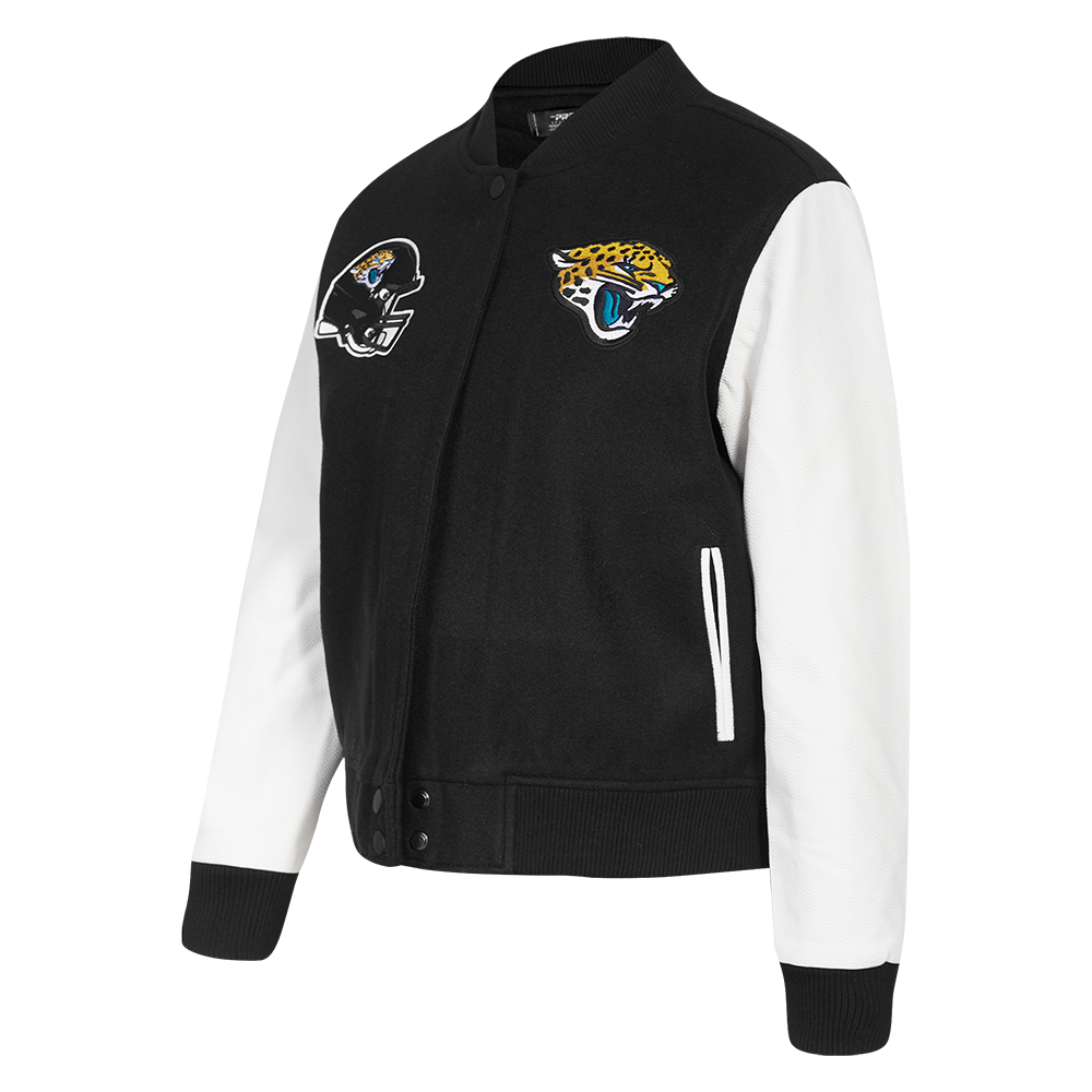 NFL JACKSONVILLE JAGUARS CLASSIC WOMEN'S WOOL VARSITY JACKET (BLACK/WHITE)