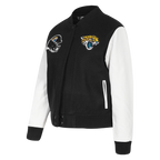 NFL JACKSONVILLE JAGUARS CLASSIC WOMEN'S WOOL VARSITY JACKET (BLACK/WHITE)