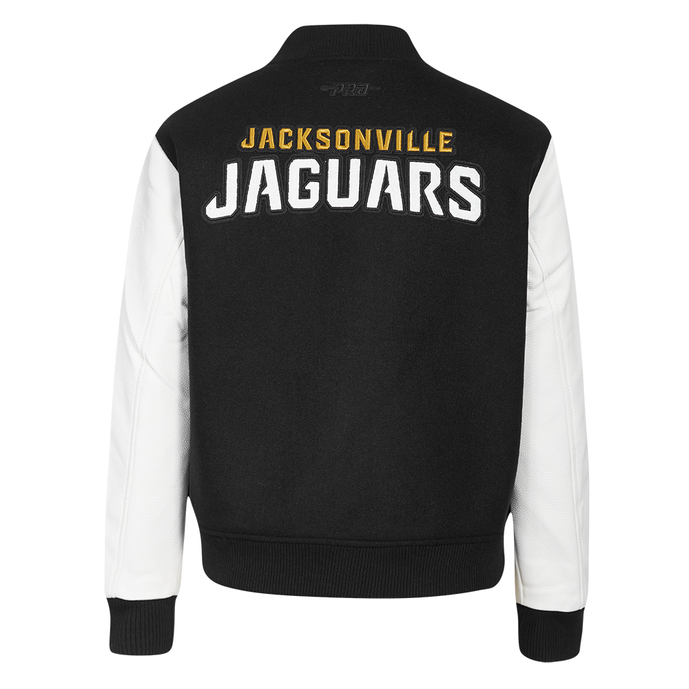 NFL JACKSONVILLE JAGUARS CLASSIC WOMEN'S WOOL VARSITY JACKET (BLACK/WHITE)