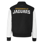 NFL JACKSONVILLE JAGUARS CLASSIC WOMEN'S WOOL VARSITY JACKET (BLACK/WHITE)