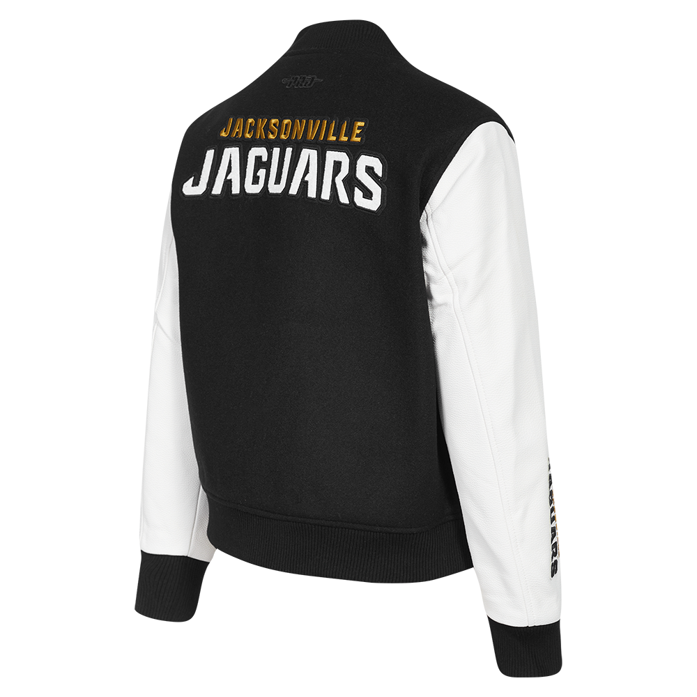 NFL JACKSONVILLE JAGUARS CLASSIC WOMEN'S WOOL VARSITY JACKET (BLACK/WHITE)