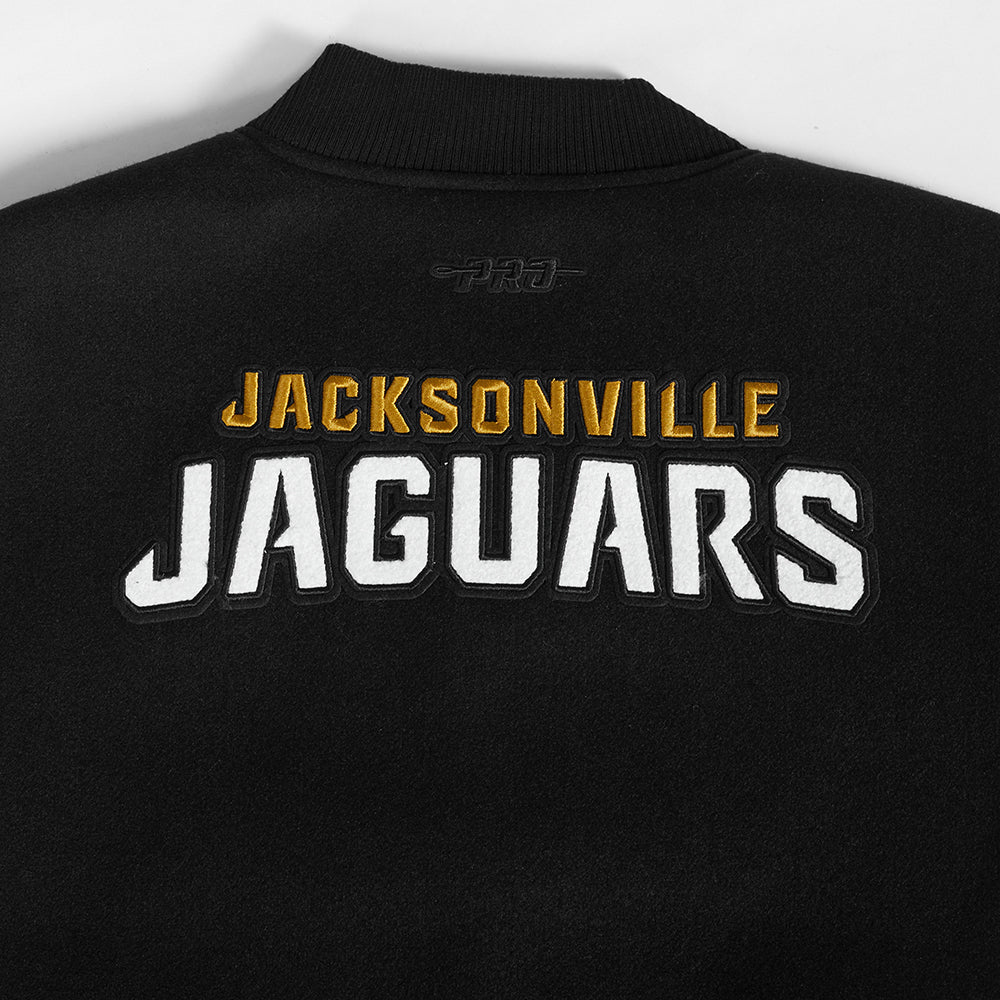 NFL JACKSONVILLE JAGUARS CLASSIC WOMEN'S WOOL VARSITY JACKET (BLACK/WHITE)