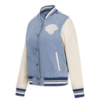 NFL JACKSONVILLE JAGUARS VARSITY BLUES WOMEN'S DENIM VARSITY JACKET (DENIM/LINEN)