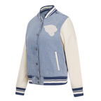 NFL JACKSONVILLE JAGUARS VARSITY BLUES WOMEN'S DENIM VARSITY JACKET (DENIM/LINEN)