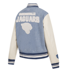 NFL JACKSONVILLE JAGUARS VARSITY BLUES WOMEN'S DENIM VARSITY JACKET (DENIM/LINEN)