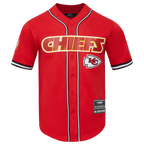 NFL KANSAS CITY CHIEFS MEN'S MESH BUTTON DOWN SHIRT (RED/BLACK)