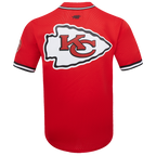 NFL KANSAS CITY CHIEFS MEN'S MESH BUTTON DOWN SHIRT (RED/BLACK)