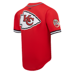 NFL KANSAS CITY CHIEFS MEN'S MESH BUTTON DOWN SHIRT (RED/BLACK)
