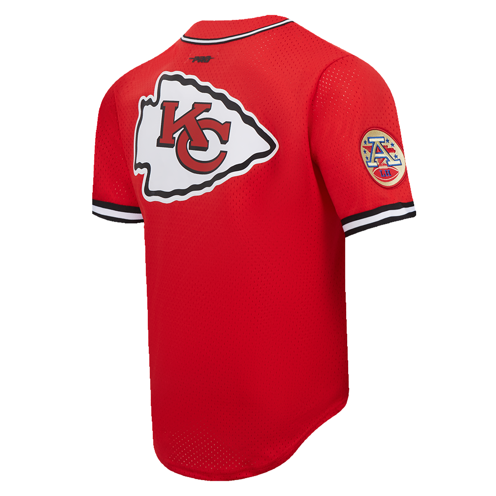 NFL KANSAS CITY CHIEFS MEN'S MESH BUTTON DOWN SHIRT (RED/BLACK)