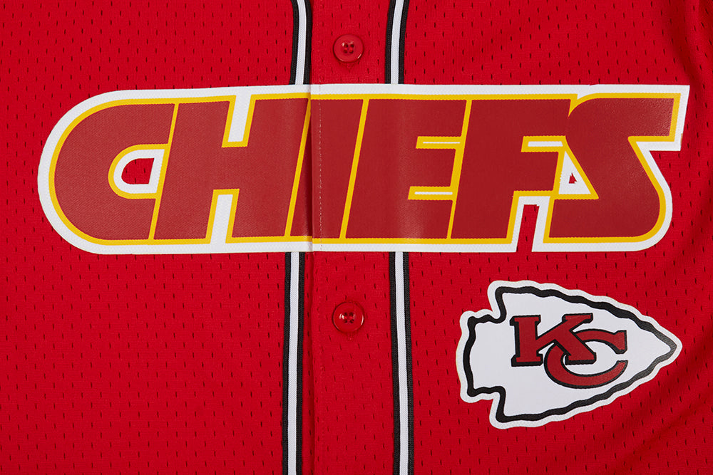 NFL KANSAS CITY CHIEFS MEN'S MESH BUTTON DOWN SHIRT (RED/BLACK)