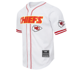 NFL KANSAS CITY CHIEFS MEN'S MESH BUTTON DOWN SHIRT (WHITE/RED)