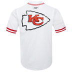 NFL KANSAS CITY CHIEFS MEN'S MESH BUTTON DOWN SHIRT (WHITE/RED)