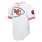 NFL KANSAS CITY CHIEFS MEN'S MESH BUTTON DOWN SHIRT (WHITE/RED)