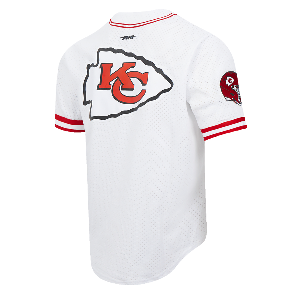 NFL KANSAS CITY CHIEFS MEN'S MESH BUTTON DOWN SHIRT (WHITE/RED)