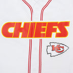 NFL KANSAS CITY CHIEFS MEN'S MESH BUTTON DOWN SHIRT (WHITE/RED)