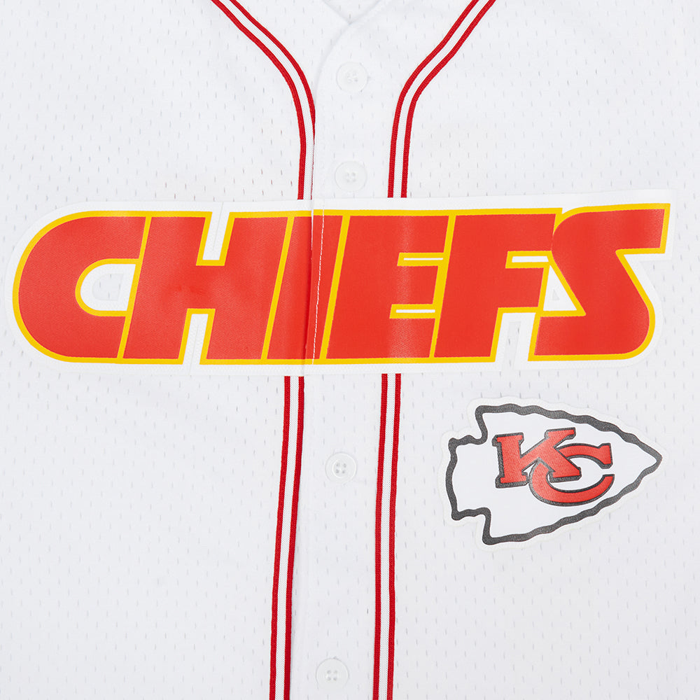 NFL KANSAS CITY CHIEFS MEN'S MESH BUTTON DOWN SHIRT (WHITE/RED)