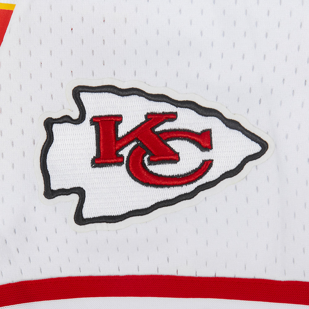 NFL KANSAS CITY CHIEFS MEN'S MESH BUTTON DOWN SHIRT (WHITE/RED)