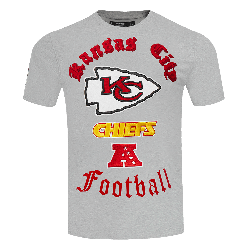 NFL KANSAS CITY CHIEFS OLD ENGLISH T-SHIRT POUR HOMME (GRIS CHINÉ)