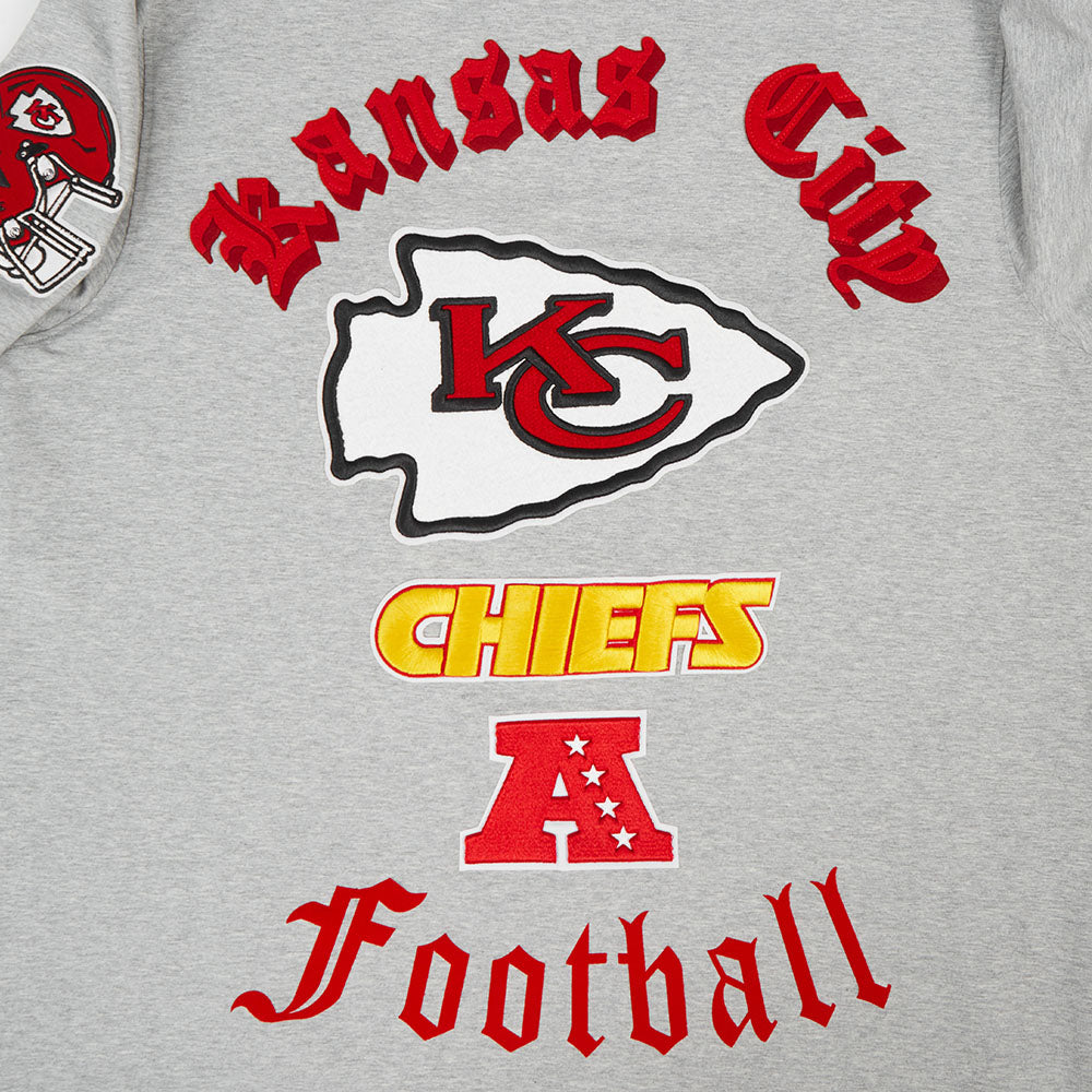 NFL KANSAS CITY CHIEFS OLD ENGLISH T-SHIRT POUR HOMME (GRIS CHINÉ)