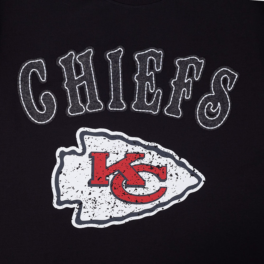 NFL KANSAS CITY CHIEFS REBEL ATHLETICS T-SHIRT EN JERSEY SIMPLE À LOGO EMPILÉ POUR HOMME (NOIR)