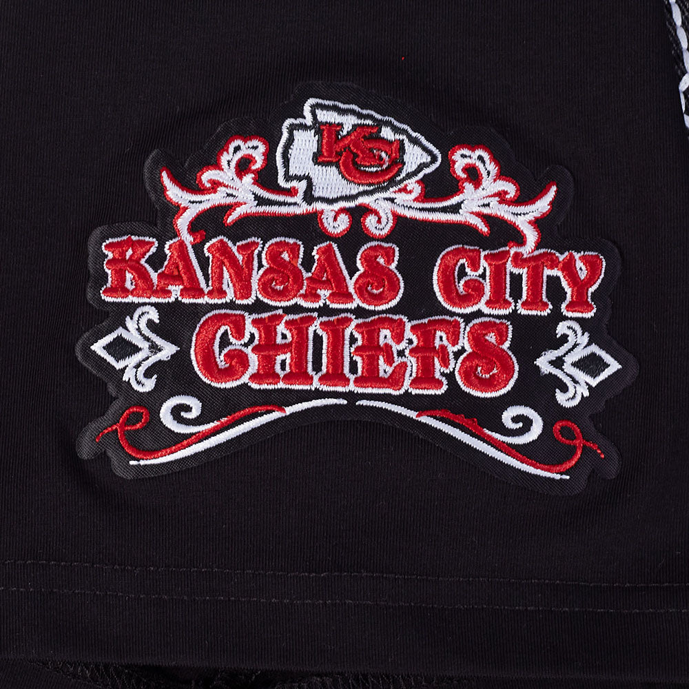 NFL KANSAS CITY CHIEFS REBEL ATHLETICS T-SHIRT EN JERSEY SIMPLE À LOGO EMPILÉ POUR HOMME (NOIR)