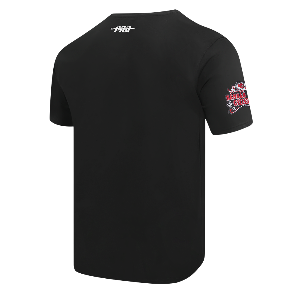 NFL KANSAS CITY CHIEFS REBEL ATHLETICS T-SHIRT EN JERSEY SIMPLE À LOGO EMPILÉ POUR HOMME (NOIR)