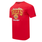 NFL KANSAS CITY CHIEFS TEAM BADGE T-SHIRT EN JERSEY SIMPLE POUR HOMME (ROUGE)