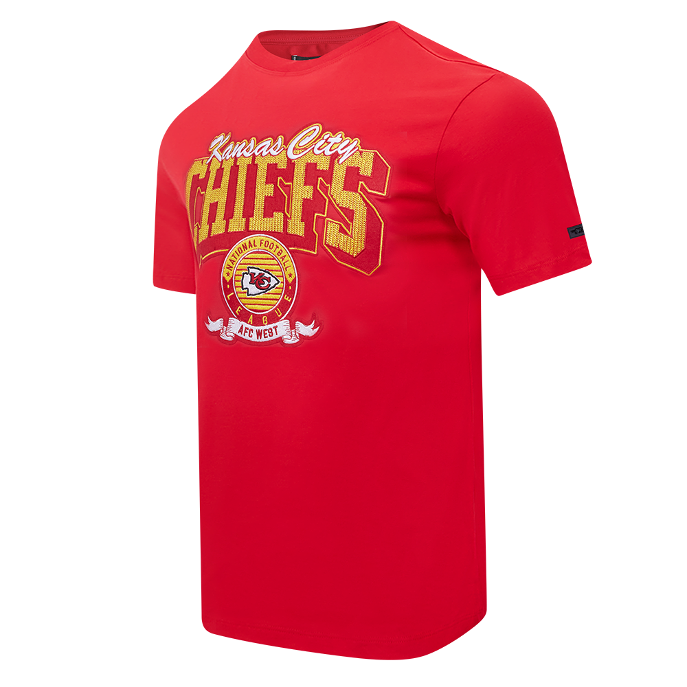 NFL KANSAS CITY CHIEFS TEAM BADGE T-SHIRT EN JERSEY SIMPLE POUR HOMME (ROUGE)